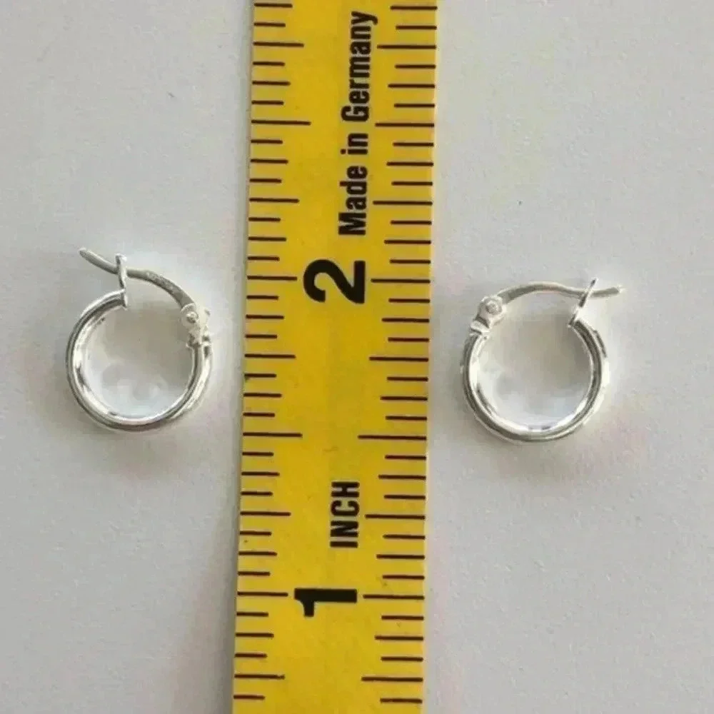 1/2 Inch Huggie Hoop 925 Sterling Silver Earrings NWT